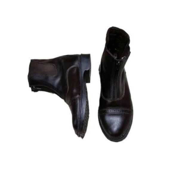 TuffRider Brown Leather Zip Front Paddock Boots  5 - Picture 1 of 12